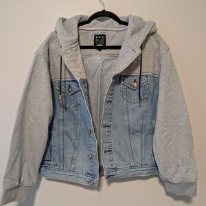 P.E.Nation Denim & Gray Hooded Jacket